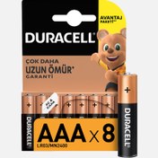 Resim Duracell 8'li Alkalin AAA İnce Kalem Pil 
