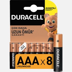 Resim Duracell 8'li Alkalin AAA İnce Kalem Pil 