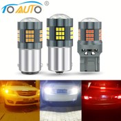 Resim 2 adet TOAUTO LED Ampul, 1156 BA15S P21W 1157 BAY15D P21/5W 1156 BAU15S PY21W 7440 7443 W21W, Otomatik Sinyal, Turuncu Kırmızı Beyaz, 12V, Motorlu Araçlar İçin, Pil Olmadan 