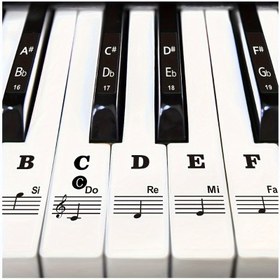 Resim Piano Klavye Etiketleri Not Öğrenmek İçin - Çıkarılabilir, Kalın Büyük Harf Etiketleri 88/61/54/49/37 Tuşları İçin - Başlangıç ​​İçin İdeal 