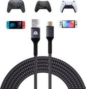 Resim HEXGAMING PS5 Kumandası için 13,12FT Şarj Kablosu, Oyun Pedi için Yedek USB C Kablosu, Xbox Core/Elite Series 2 / Switch Pro Kumandası için Evrensel Veri Kablosu Aksesuarları 