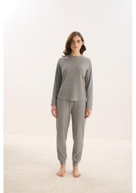 Resim Sevim Kadın Uzun Kol Gri Mlelanj Pijama Takım C3t7n0o61 001 