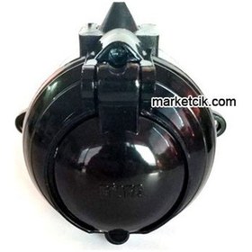 Resim Marketcik Eski Tip Sıva Üstü Kapaklı Topraklı Priz Siyah Renk 