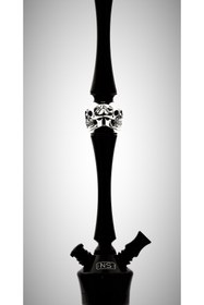 Resim nargilestore Nargile Takımı Kuru Kafa Figürlü Nargile Black Silver Skull Özel Tasarım Nargile 