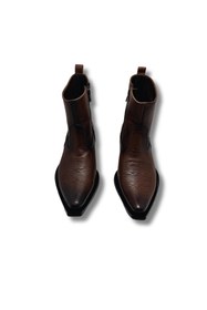 Resim bayscarpa man Hakiki Deri Western Bot Taba Armalı Fermuarlı 