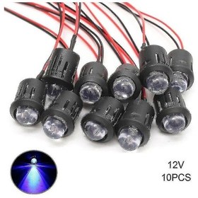 Resim 10 Adet/takım 12v 10mm Önceden Kablolanmış Sabit Led Ultra Parlak Su Berrak Ampul Kablosu 20cm Önceden Kablolanmış Led Mavi 