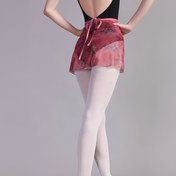 Resim Rose Print Mesh Dance Wrap Etek, Elastik Bağcıklı Bale Kısa Etek, Kayak İçin Kadınların Wrap Etek 