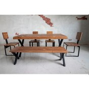 Resim Deryawood Masif Ahşap Yemek Masası Takımı 240-85 +4 sand+240 bank 