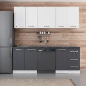 Resim Minar 220 cm Mutfak Dolabı Beyaz Antrasit 220-A11 