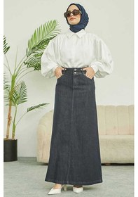 Resim 2254-denim Klasik Etek Füme Füme 