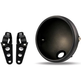 Resim Lemestar Motosiklet 7 İnç Metal Far Kapağı + Ayak Parçası Seti, Ön Amortisör 35-43mm Uyumlu, Kaliteli Çelik/demir, Mat Siyah 