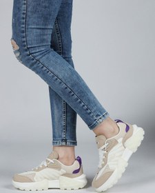 Resim Jump 29092 Beyaz - Bej Kadın Sneaker Günlük Spor Ayakkabı Beyaz - Bej - Mor | Orjinal 