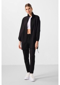 Resim Siyah Dik Yaka Fermuarlı Rahat Form Kadın Eşofman Tunik Takım - 95345 Siyah 
