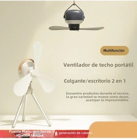 Resim Uzaktan Kumandalı Mini Kablosuz Taşınabilir Tavan Vantilatörü Beyaz 2400mah, 