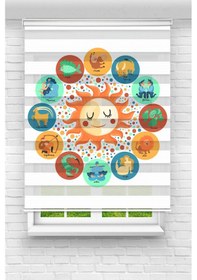 Resim Perdecizade Enxboy Burçlar Dijital Baskılı Zebra Perde-cocuk Odası-stor Perde Pz-2526 Renkli 