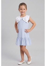 Resim Dmb Boys & Girls Kız Çocuk Yakası Taşlı Elbise Mavi 4-9 Yaş-2716 