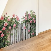 Resim 1 adet Bohem Tarzı Çiçekli Ahşap Çit Duvar Çıkartması - Kendinden yapışkanlı, çıkarılabilir PVC Çıkartması, Pembe Gül ve Yeşil Yapraklarla, Oturma Odası, Yatak Odası, Yemek Odası, Banyo Kapıları ve Pencereleri, Duvar Dekorasyon Çıkartmaları, Yaratıcı Tuvalet Çıkartmaları, Güzel Desenler, Banyo Dekorasyon Çıkartmaları, Banyo ve Yatak Odası Dekorasyonu, Kendinden Yapışkanlı Kağıt, Ev Estetik Dekorasyonu, Ev Gereksinimleri, Bahar Dekorasyonu, Yaz Dekorasyonu, Eğlenceli Çıkartmalar 