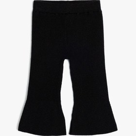 Resim Koton İspanyol Paça Tayt Beli Lastikli Siyah 5wmg90020at Siyah 