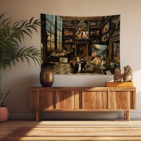 Resim Interior of a Collector's Gallery of Paintings and Objets d'Art Duvar Örtüsü - 100 cm x 135 cm 