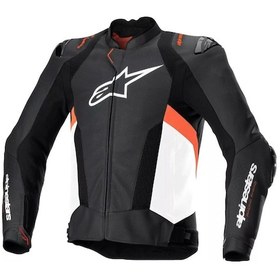 Resim Alpinestars Missile V3 Airflow Deri Korumalı Motosiklet Montu Siyah Beyaz Kırmızı 