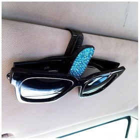 Resim Springsun Parlak Taşlı Otomobil Gözlük Tutucu - Abs Malzeme, Pratik Ve Şık Aksesuar, Mavi Renk Seçeneği 