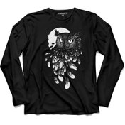 Resim Kendim Seçtim Baykuş Dolunay Owl Uzun Kollu Tişört Baskılı Çocuk T-shirt 