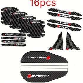 Resim Dashanshop 16 Parça Araç Dış Geliştirme Seti Kapı Kolu Stickerları Çarpışma Koruyucuları Yağmurluk 