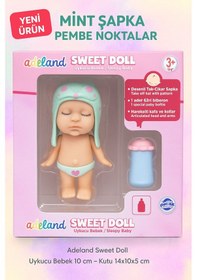 Resim Adeland Sweet Doll Uykucu Bebek 10 Cm Kutu 14 10 5 Cm Mint Şapka - Pembe Noktalar 