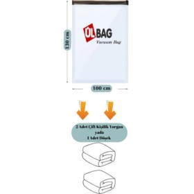 Resim Ülbag Vakumlu Saklama Poşet Seti 5’li 100X130CM (En Büyük Boy) Yorgan ve Döşek Vakumlu Hurç 