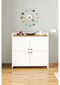 Resim Ae-3060 Forum Beyaz/çam 4 Kapaklı, 4 Raflı, Ayakkabılık, Çok Amaç Beyaz - Atlantikçam 