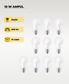 Resim AC AYDINLATMA 10W Ampul Gün Işığı 4000K - 10 Adet 