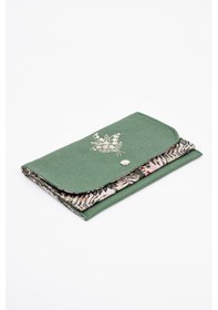 Resim Fabric Craft Bag Kadın Kumaş Cüzdan Nakışlı Yeşil - Gri 