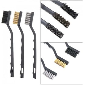 Resim 3'Lü Mini Tel Fırça Seti Motosiklet Fırça Seti Bakım Seti 