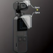 Resim 4'lü Paket]2 Lens + 2 LCD Ekran Koruyucu DJI Osmo Pocket 2 Kamera için Uygun, osmo pocket Aksesuarları 9H Sertlik Ultra Net Temperli Cam Koruyucu Tam Kenar-kenar Kapsama 