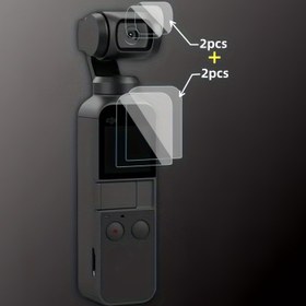Resim 4'lü Paket]2 Lens + 2 LCD Ekran Koruyucu DJI Osmo Pocket 2 Kamera için Uygun, osmo pocket Aksesuarları 9H Sertlik Ultra Net Temperli Cam Koruyucu Tam Kenar-kenar Kapsama 
