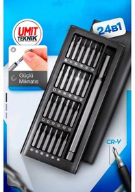Resim 25 Parça Çelik Hassas Mekanik Mıknatıslı Bits Tornavida,saatçi Tornavidası, Yıldız, Düz, Torx Takım 