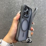 Resim İPhone 16 15 14 13 12 Pro Max 16 Plus için Lüks Lens Braketi Manyetik Kablosuz Şarj Telefon Kılıfı ve Bileklik ile Manyetik Darbeye Dayanıklı Tampon Arka Kapak 