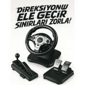 Resim R900 Yarış Direksiyonu + Vites & Pedal Seti – Gerçekçi Sürüş Deneyimi 