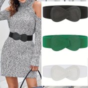 Resim Kadınların Elastik Beli 8 Şekilli İnce Suni Deri Esnek Elbise Kemeri 