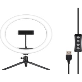 Resim Saywin Masaüstü Youtuber 360° LED Mini Tripod Makyaj Selfie Işığı 8" Halka 