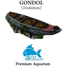 Resim Mavi Gondol Gemi Akvaryum Dekoru 21x6x6cm 