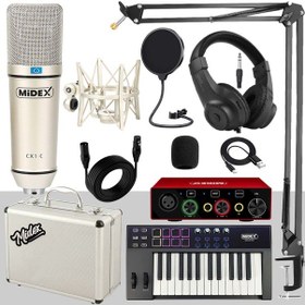 Resim Midex Midi Paket-3 Stüdyo Ekipmanları Seti Ses Kartı Midi Klavye 