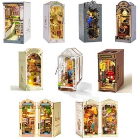 Resim ROBOTIME Rolife DIY Book Nook Kit Bookend Stand Bookshelf Insert Bookcase Miniature Doll House Light 3D Puzzles TGB01-09 - TGB05 