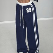 Resim Kadınlar İçin '89' Dijital Baskılı Bol Kesim Jogger Pantolon - Esnek Bel ve Paça, Siyah Beyaz Kontrast, Her Mevsime Uygun Makinede Yıkanabilir Günlük Rahatlık, Spor Pantolon 