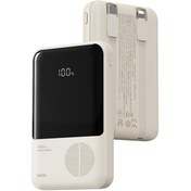 Resim Rock P95 10000mah Güç Bankası Dahili Çift Kablo Pd 22.5w Hızlı Şarj Taşınabilir Telefon Şarj Cihazı Bej 