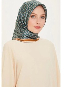 Resim Armine İpek Eşarp 2025 Kış - 9226-35 Mavi Kahve Twill Mavi 05 
