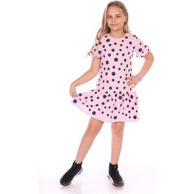 Resim Toontoy Kız Çocuk Komple Puantiye Baskılı Elbise Pembe 