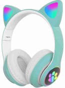 Resim Fuchsia C30 RGB Ledli Kablosuz Bluetoothlu Kedi Tasarım Kulaklık 