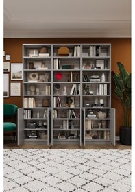 Resim Asra Trend %100 MDFLAM Kül Gri Kapaklı Kitaplık K-52 