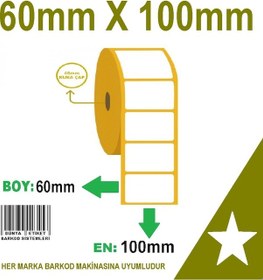 Resim Termal Etiket 60X100 Her Rulo 500'lük 3 Rulo Toplam 1500 